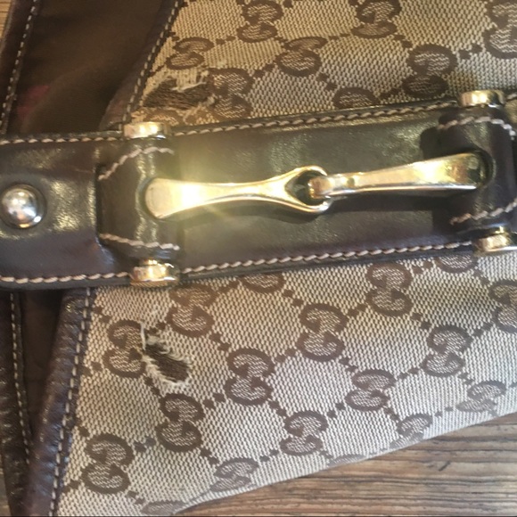 Gucci GG Canvas Braided Handle Tote Bag with Wear Large Used - Picture 9 of 16